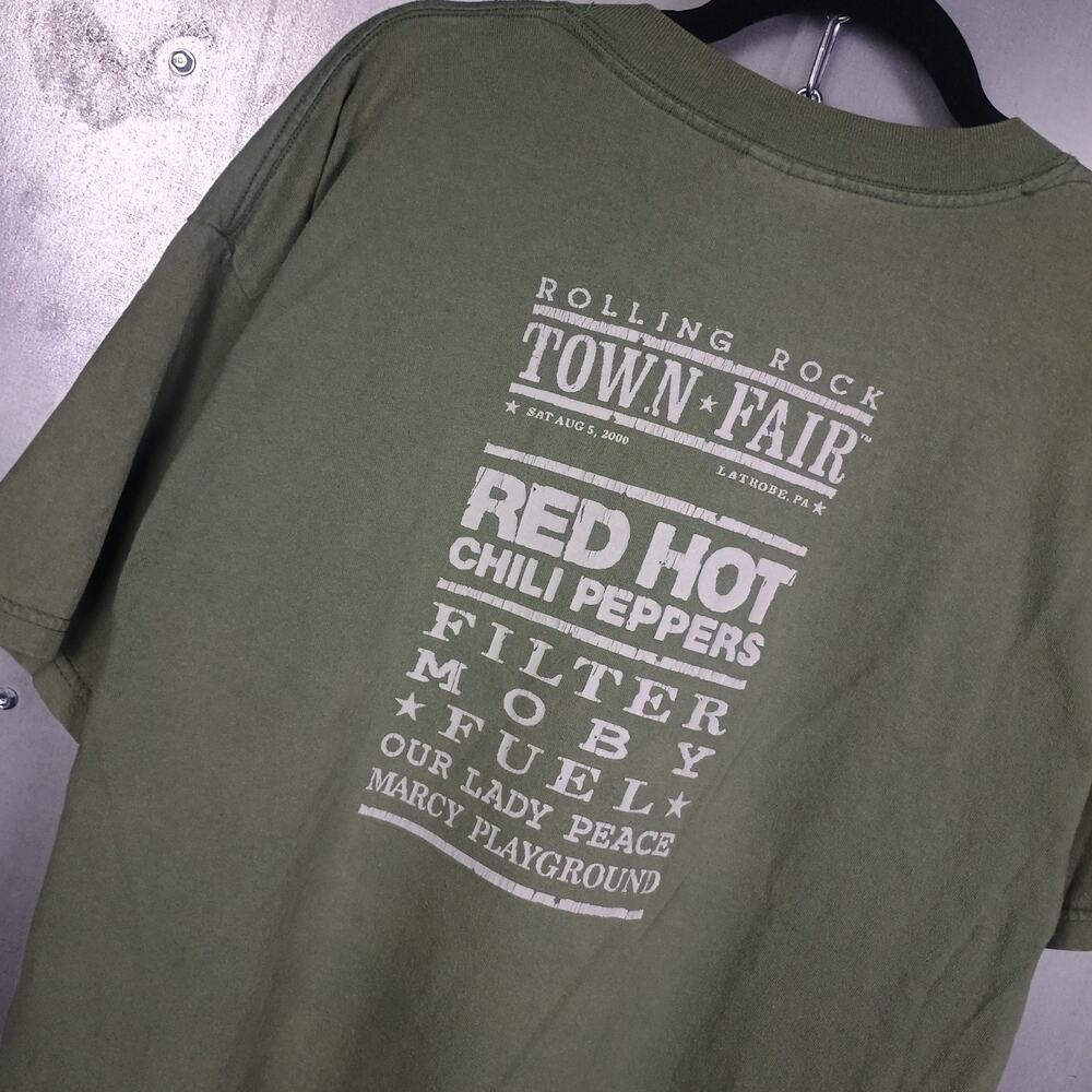 Red Hot Chili Peppers Moby Vintage Rolling Rock Town Fair Shirt XL Grunge Faded